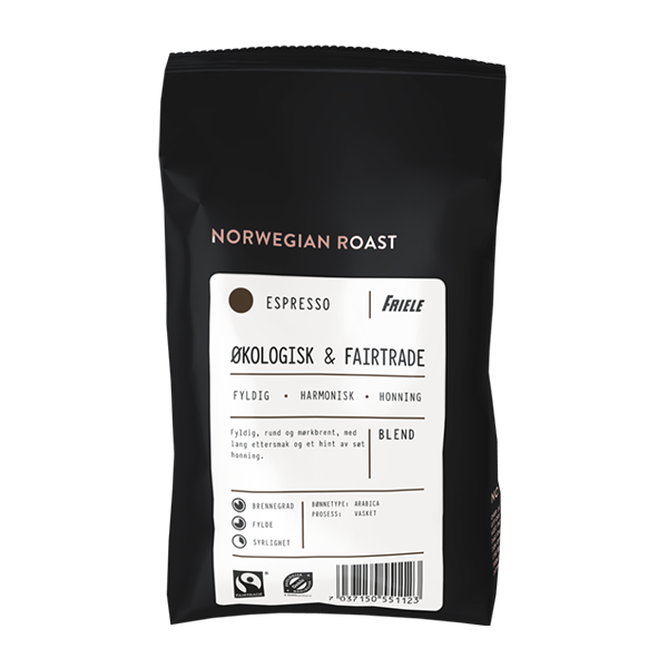Norwegian Roast Økologisk & Fairtrade Espresso, Hel - 12x500g
