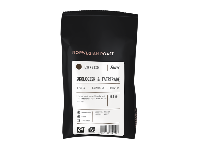 Norwegian Roast Økologisk & Fairtrade Espresso, Hel - 12x500g